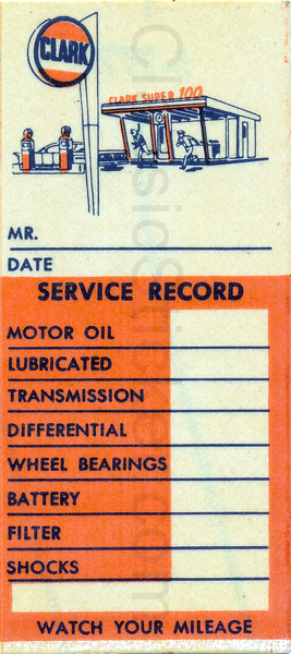 Clark Oil Change Sticker