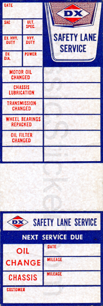 DX 6-64 Oil Change Sticker