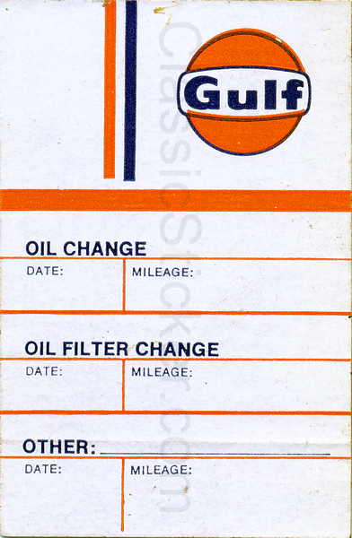 Gulf 12-71 Oil Change Sticker