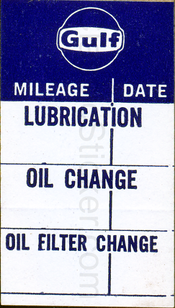 Gulf Monochrome Oil Change Sticker