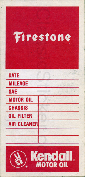 Kendall Firestone Oil Change Sticker