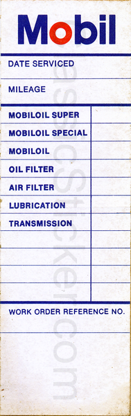 Mobil Oil Change Sticker