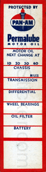 Pan-Am Oil Change Sticker
