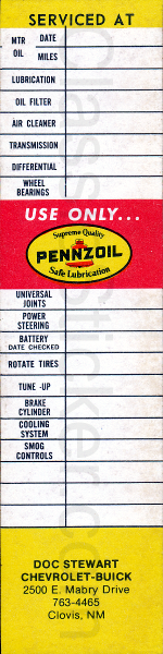 Pennzoil Long Oil Change Sticker