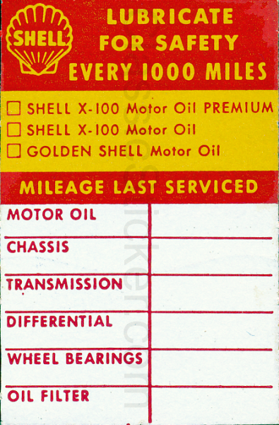 Shell 4-63 Oil Change Sticker