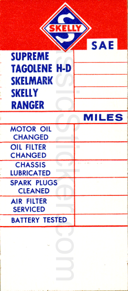 Skelly 1960s Oil Change Sticker
