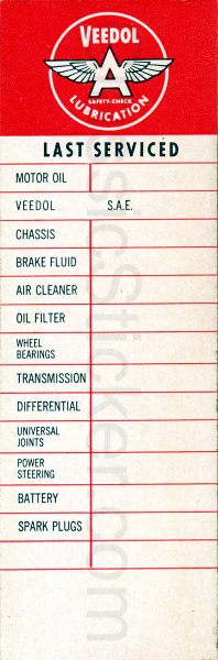Veedol Flying-A Oil Change Sticker